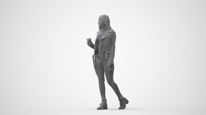 realistic 3D people woman casual walking, render-ready for V-Ray and Corona, FBX OBJ, square thumbnail