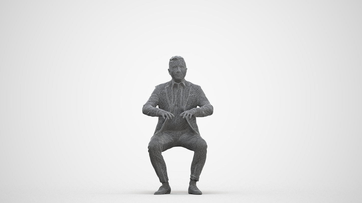 3D human model man business, photogrammetry scanned person for archviz, three-quarter front view render