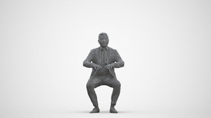 3D human model man business, photogrammetry scanned person for archviz, three-quarter front view render