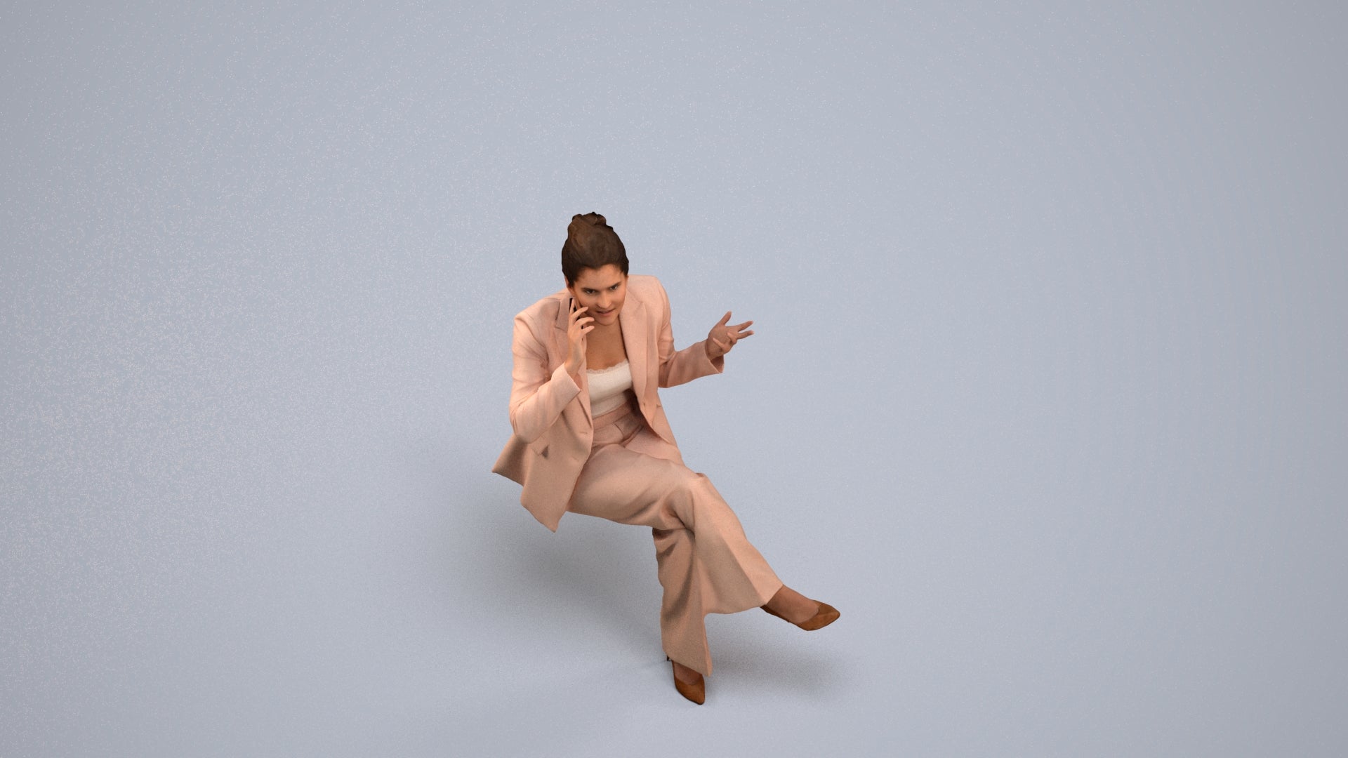 3D scanned woman business, photorealistic archviz people for Enscape and SketchUp, back view render
