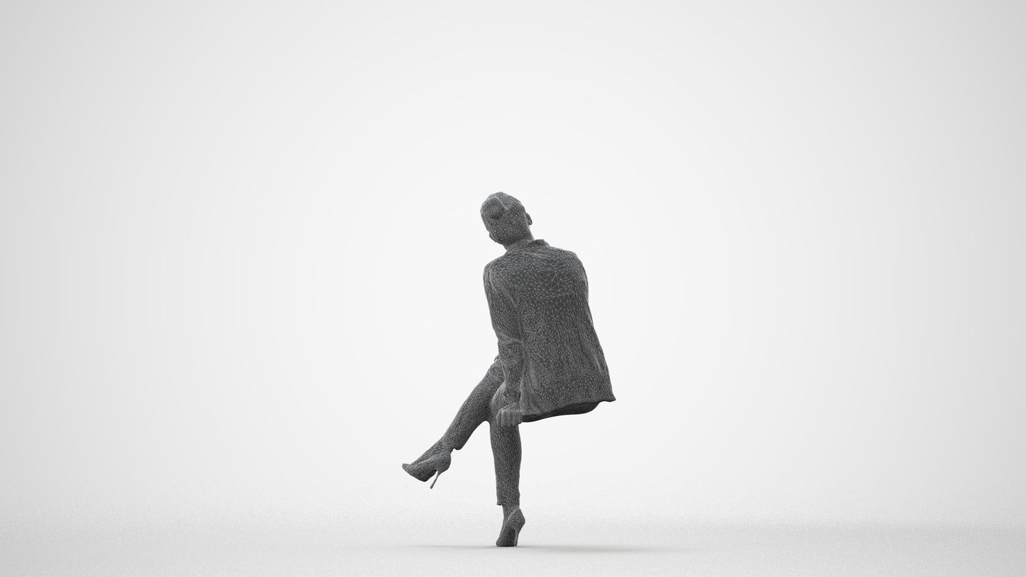 scanned 3D woman business sitting, photogrammetry people for Enscape and V-Ray, square thumbnail