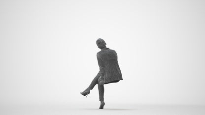 scanned 3D woman business sitting, photogrammetry people for Enscape and V-Ray, square thumbnail