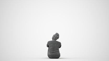 realistic 3D human woman casual sitting, archviz people FBX OBJ for Blender, square thumbnail
