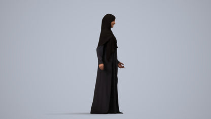 photogrammetry 3D woman standing, realistic human model archviz FBX, side view render