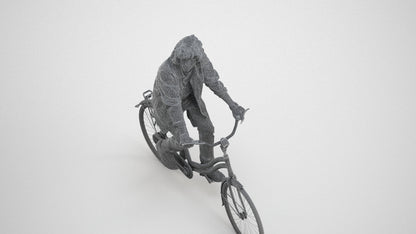 scanned 3D man casual cycling, photogrammetry people for Enscape and V-Ray, wireframe three-quarter view