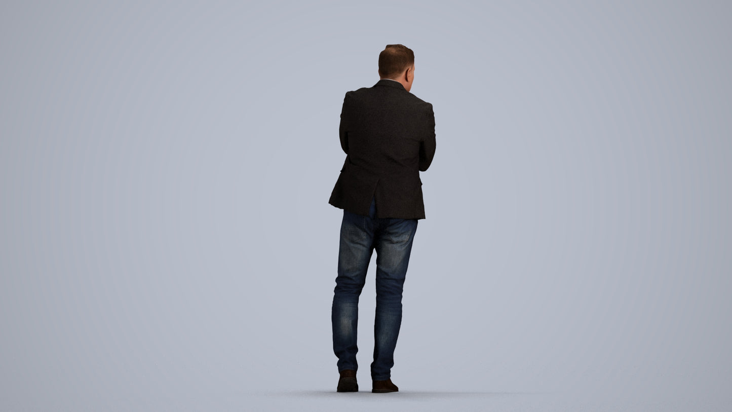 photogrammetry 3D man business, realistic human model archviz FBX, front view render