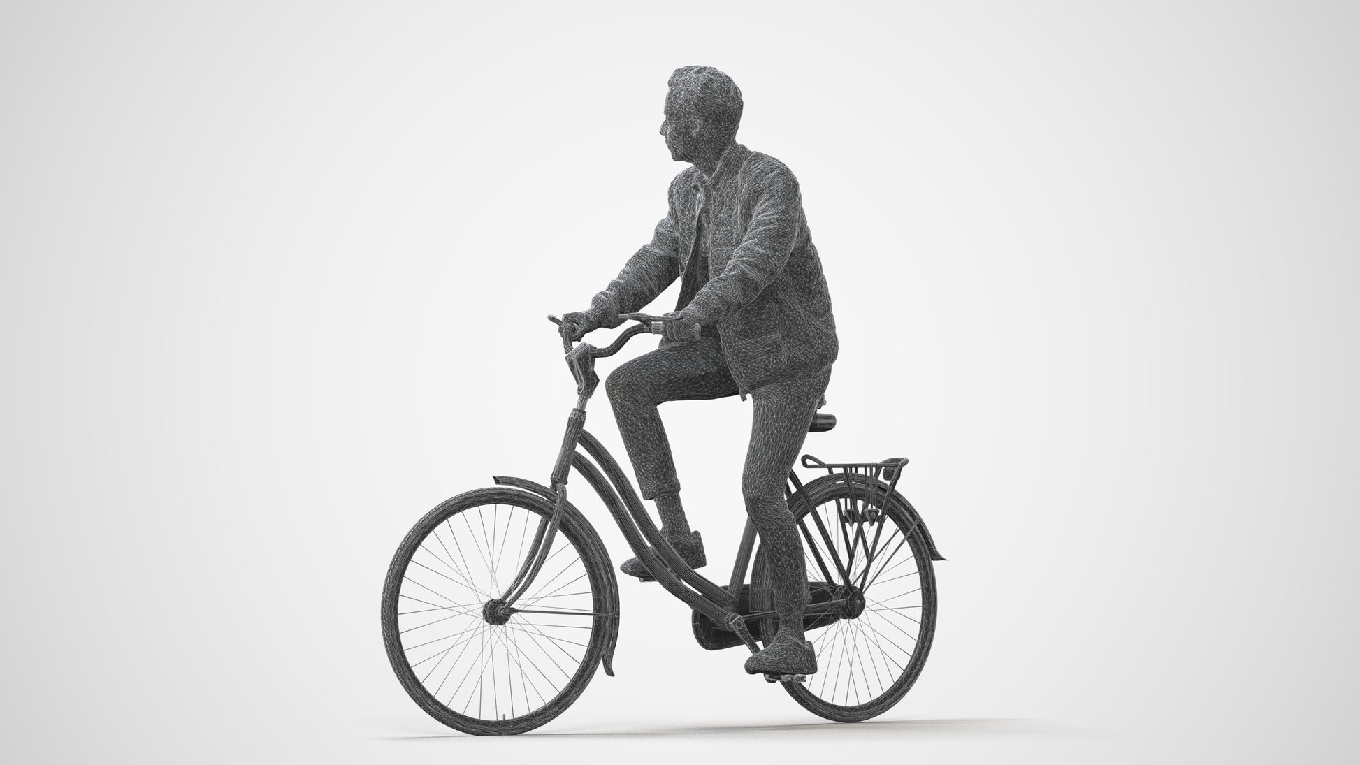 scanned 3D man casual cycling, photogrammetry people for Enscape and V-Ray, square thumbnail
