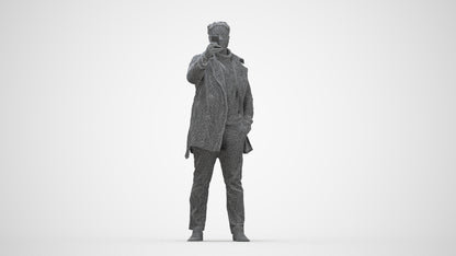 photogrammetry 3D man casual standing, realistic human model archviz FBX, wireframe back view
