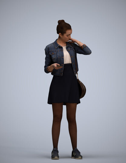 realistic 3D woman casual standing, scanned archviz people for Blender and 3ds Max
