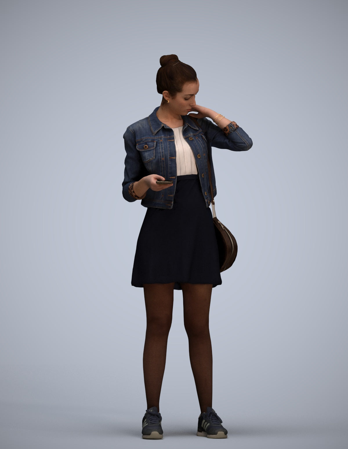 realistic 3D woman casual standing, scanned archviz people for Blender and 3ds Max