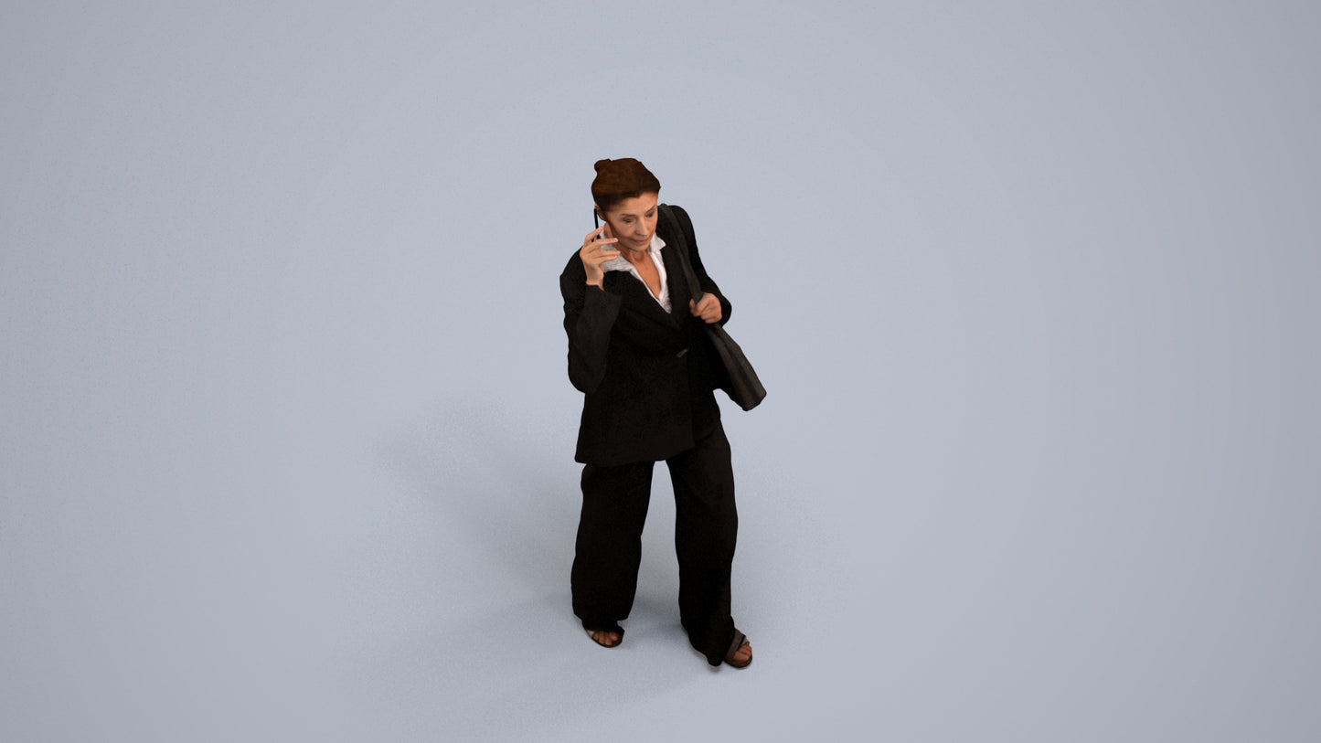 photogrammetry 3D senior woman business, realistic human model archviz FBX, back view render