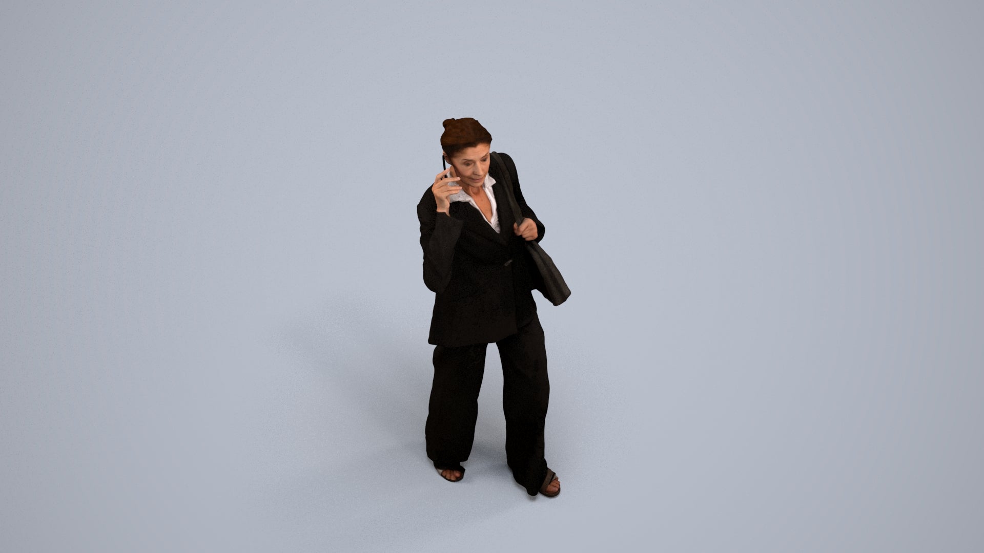 photogrammetry 3D senior woman business, realistic human model archviz FBX, back view render