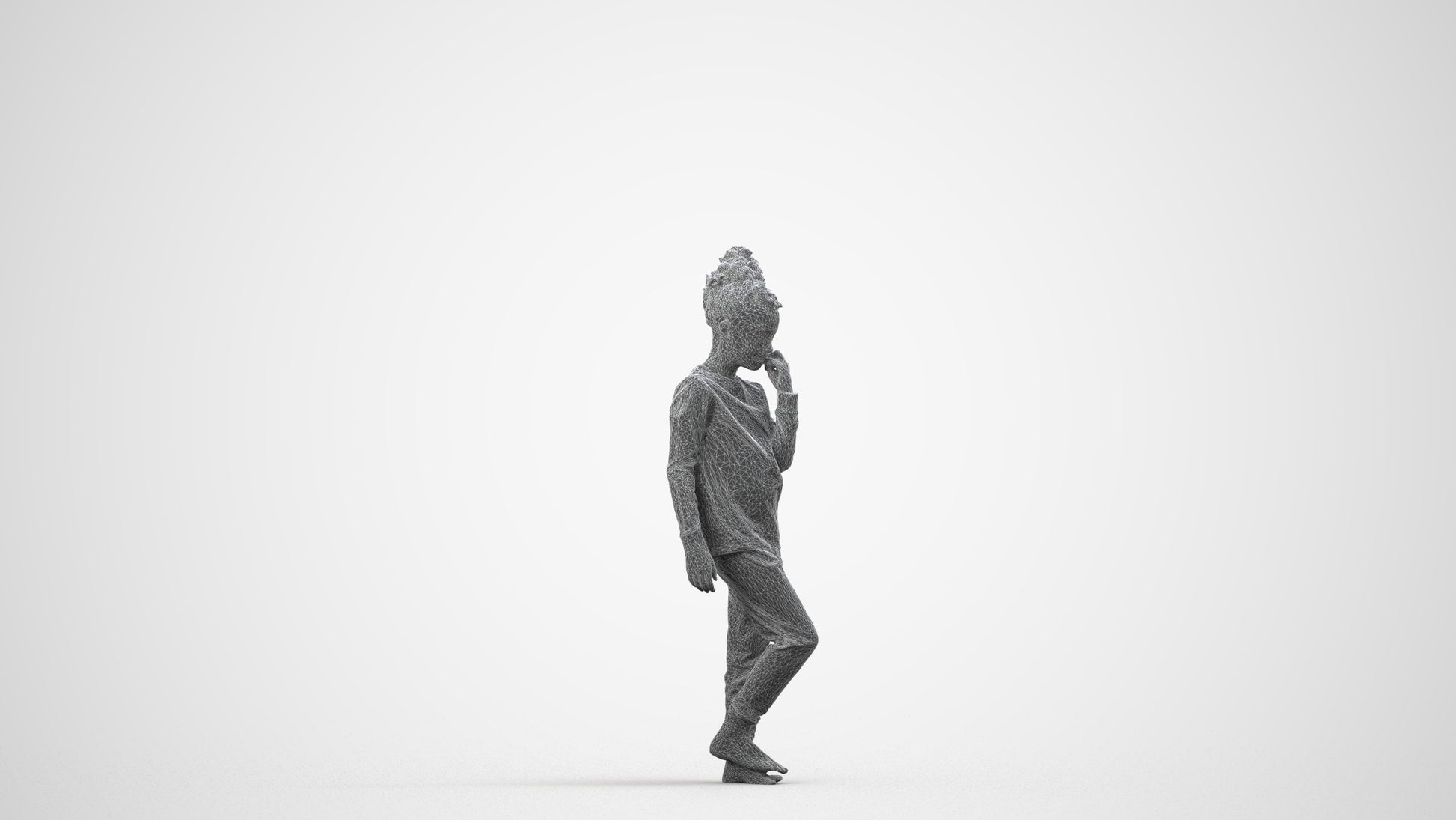 scanned 3D girl kids, photogrammetry people for Enscape and V-Ray, wireframe side view