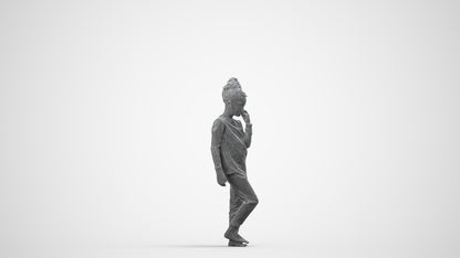 scanned 3D girl kids, photogrammetry people for Enscape and V-Ray, wireframe side view