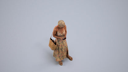 photogrammetry 3D senior woman standing, realistic human model archviz FBX, back view render