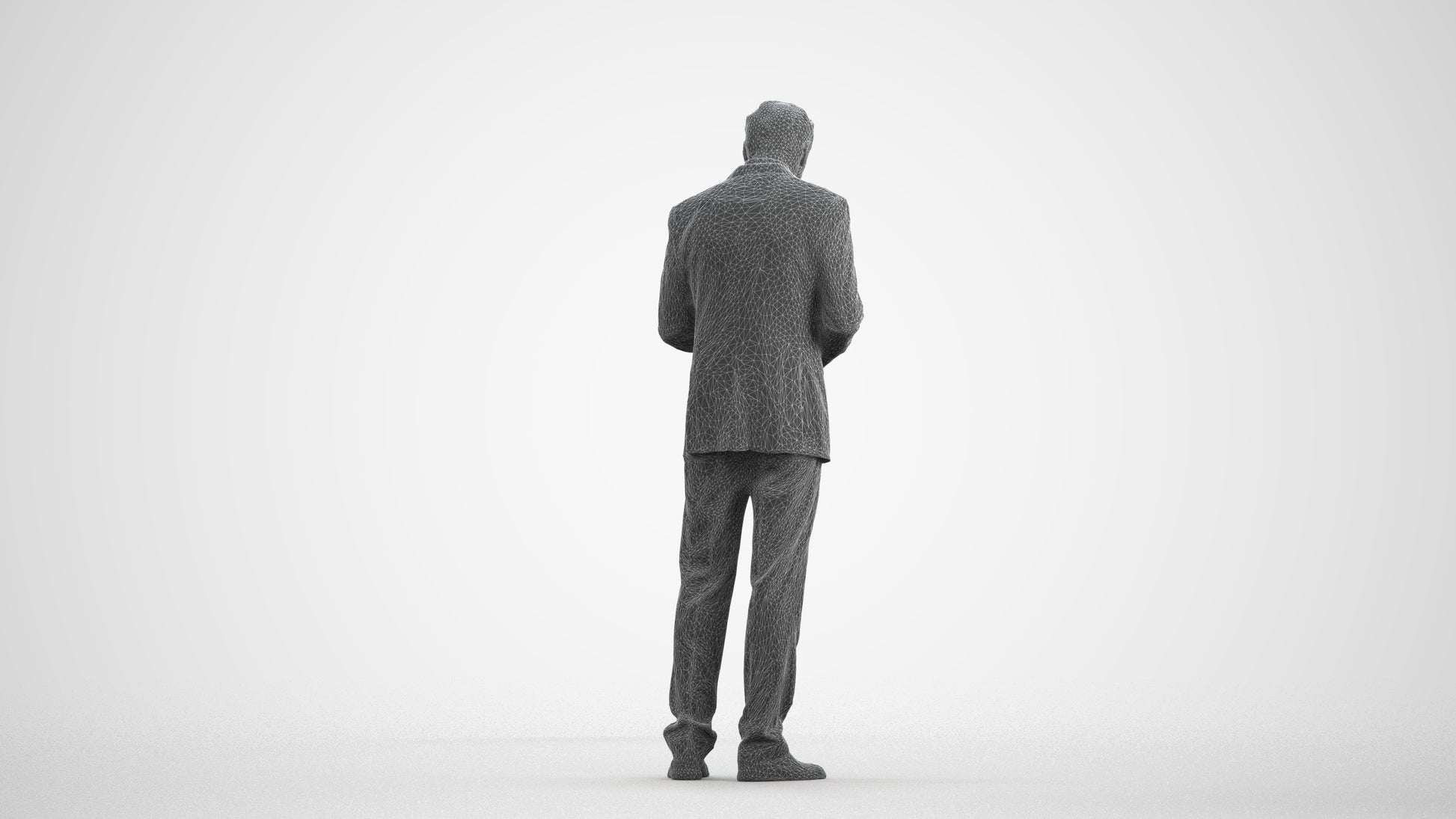 scanned 3D man business, photogrammetry people for Enscape and V-Ray, wireframe front view