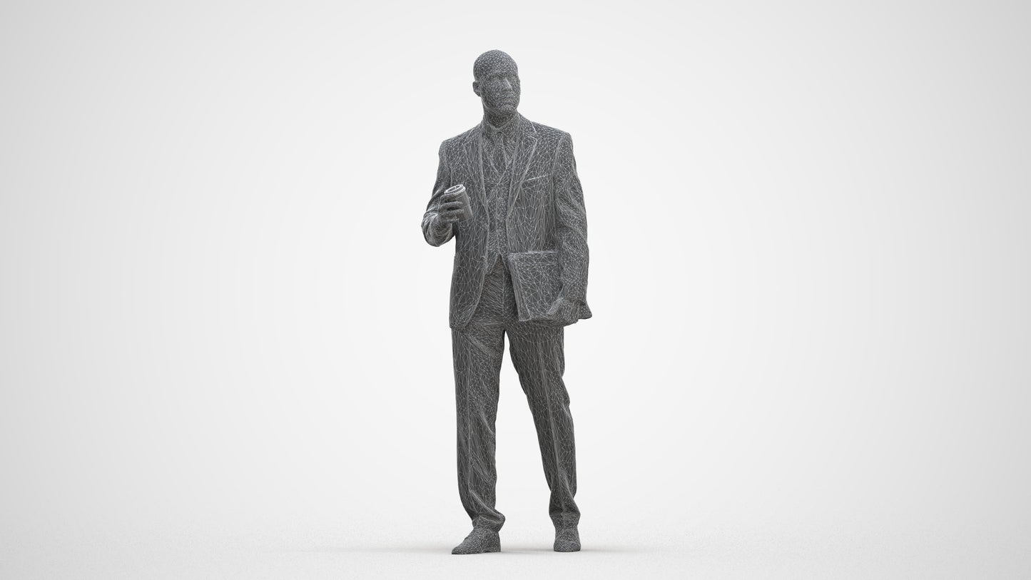 photogrammetry 3D man business, realistic human model archviz FBX, three-quarter front view render
