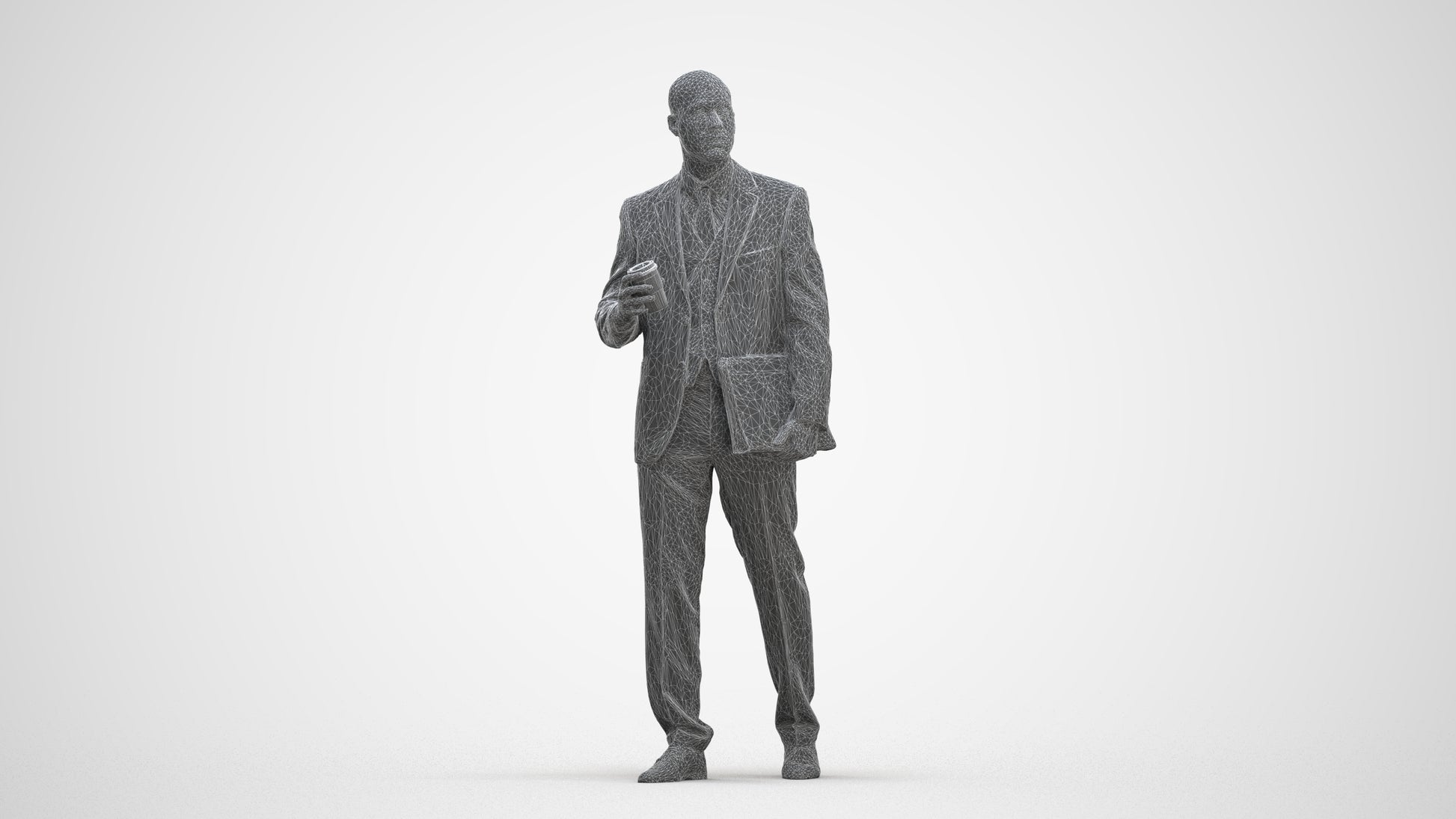 photogrammetry 3D man business, realistic human model archviz FBX, three-quarter front view render