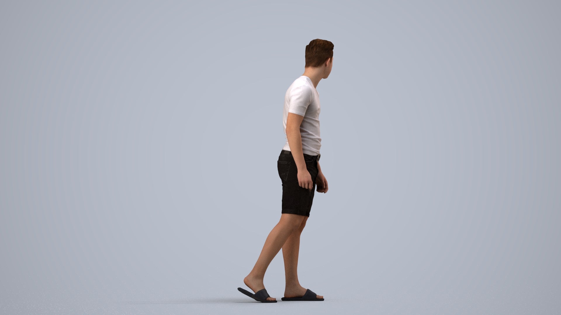 scanned 3D boy casual kids, photogrammetry people for Enscape and V-Ray, side view render