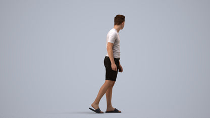 scanned 3D boy casual kids, photogrammetry people for Enscape and V-Ray, side view render