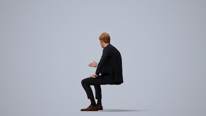 3D human model man business, photogrammetry scanned person for archviz, three-quarter view render