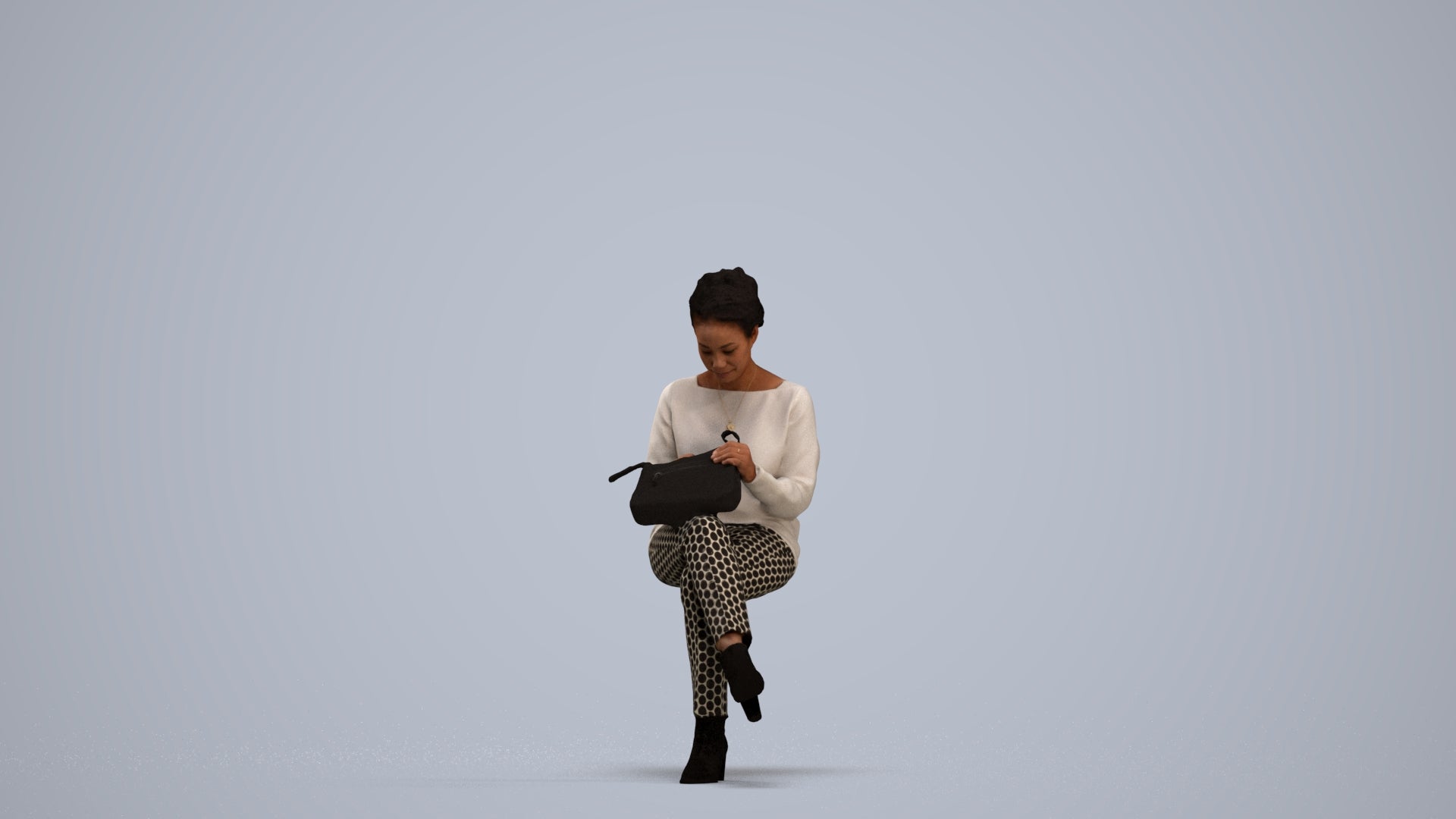 scanned 3D woman casual kids, photogrammetry people for Enscape and V-Ray, standing pose render