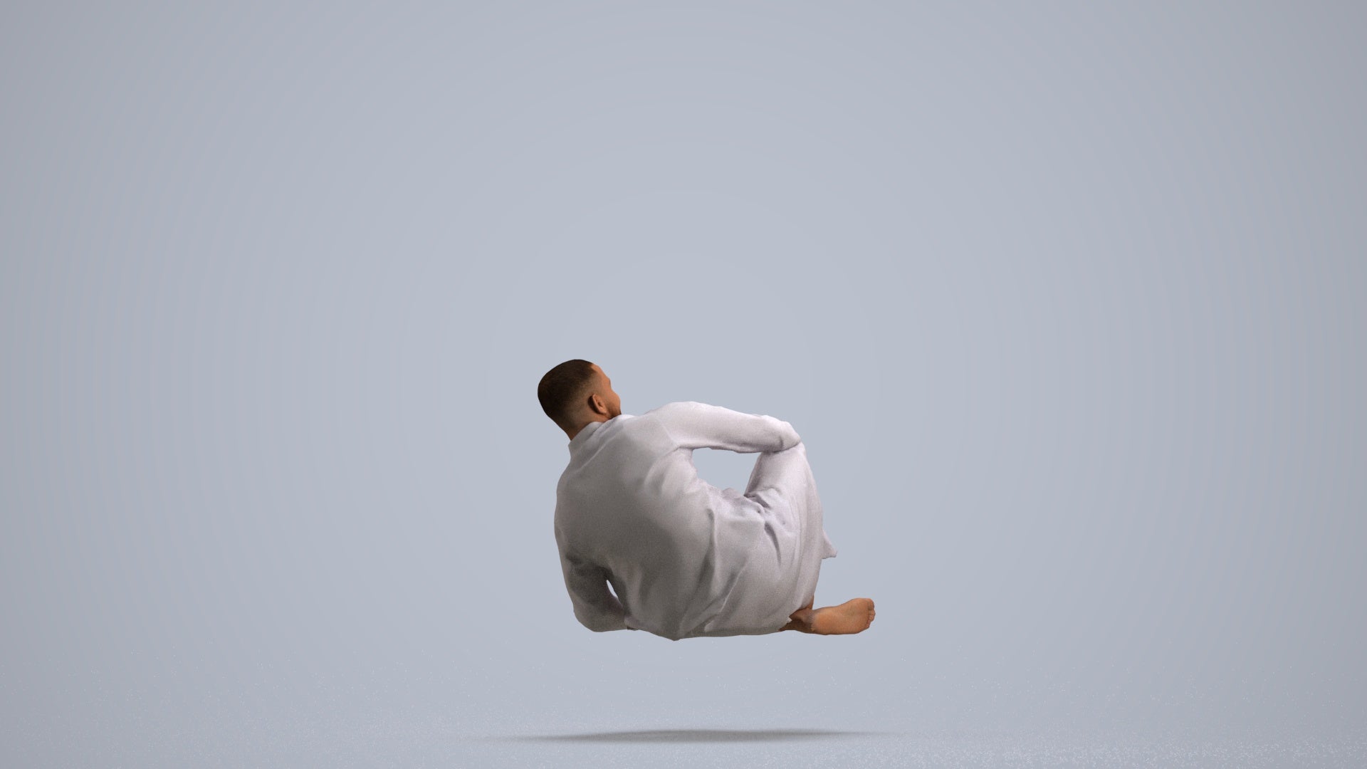 3D people model man casual sitting, scanned human for 3ds Max rendering, front view render