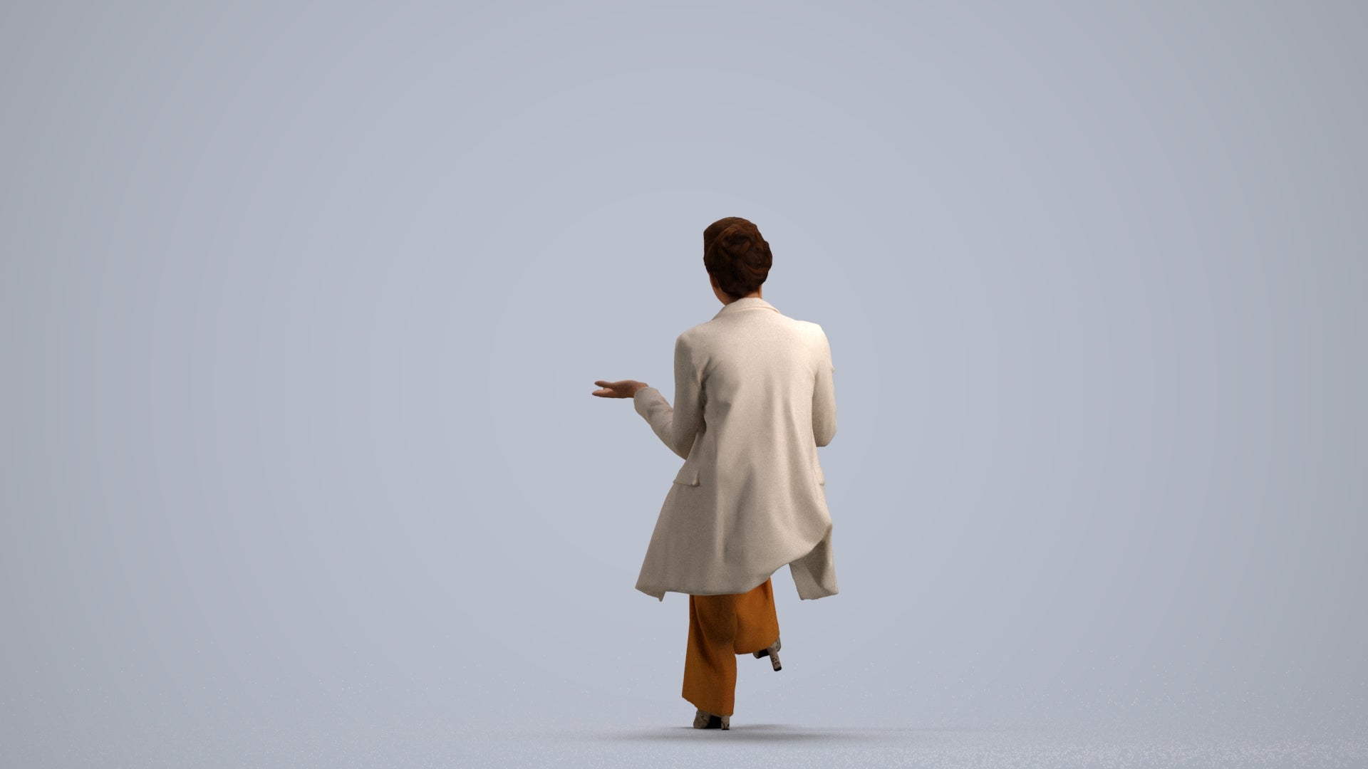 3D scanned woman sitting business, photorealistic archviz people for Enscape and SketchUp, front view render