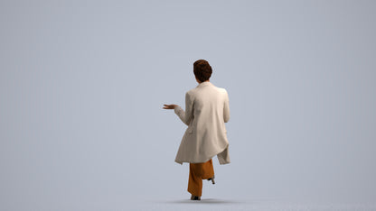 3D scanned woman sitting business, photorealistic archviz people for Enscape and SketchUp, front view render