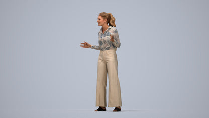 scanned 3D woman casual standing, photogrammetry people for Enscape and V-Ray, top-down view render