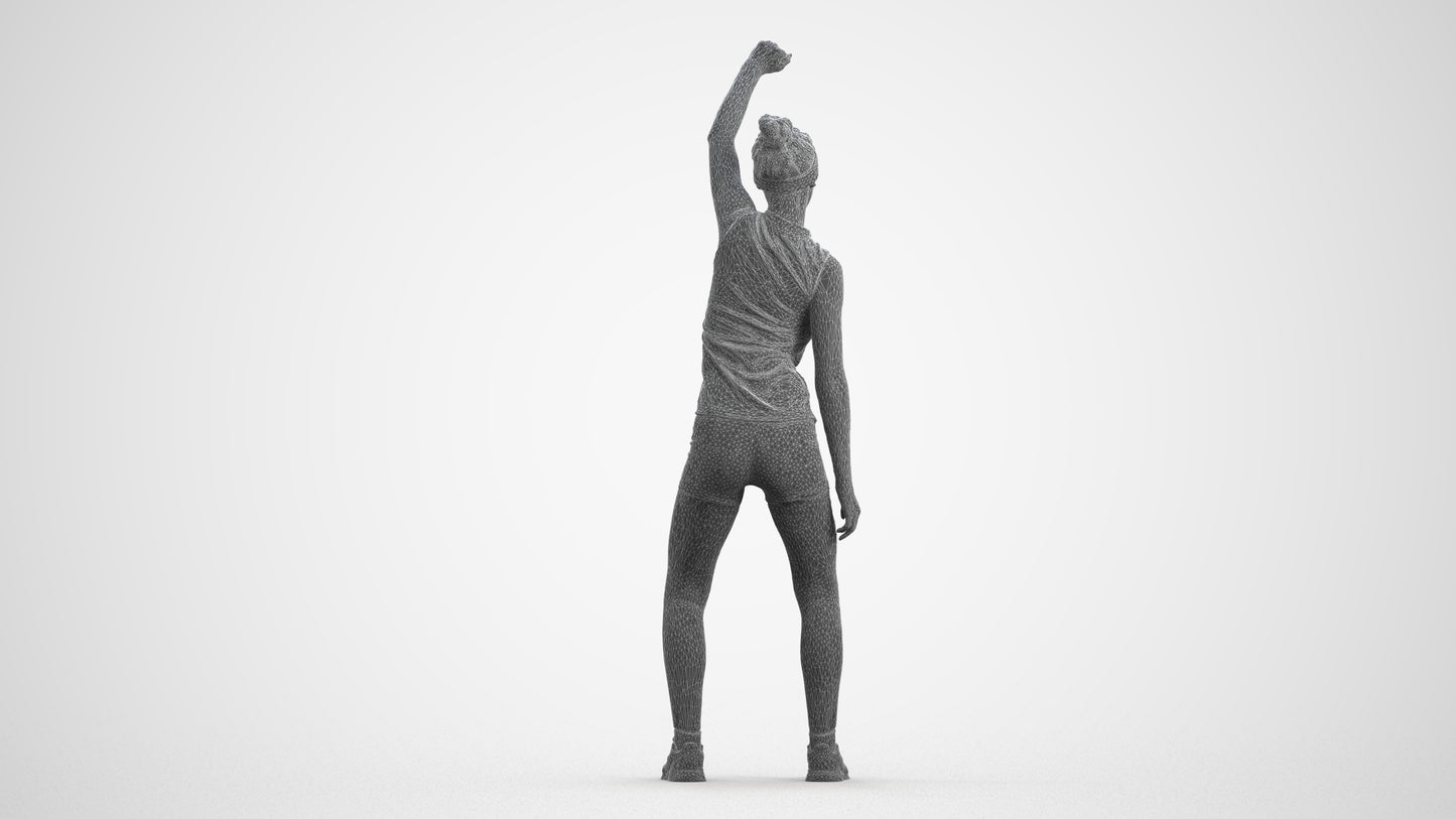 realistic 3D human girl sport, archviz people FBX OBJ for Blender, wireframe front view