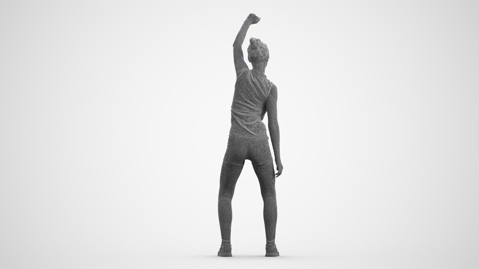 realistic 3D human girl sport, archviz people FBX OBJ for Blender, wireframe front view