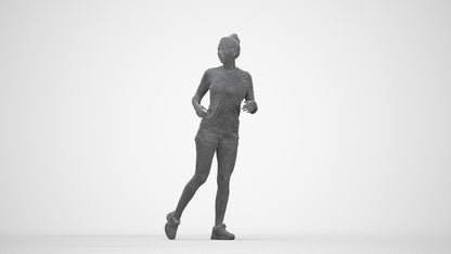 scanned 3D woman sport, photogrammetry people for Enscape and V-Ray, wireframe back view