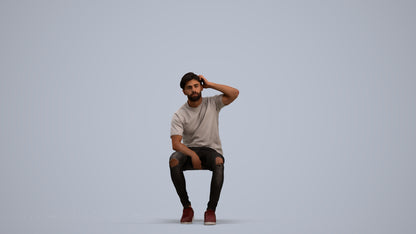 realistic 3D man casual sitting, scanned archviz people for Blender and 3ds Max, standing pose render