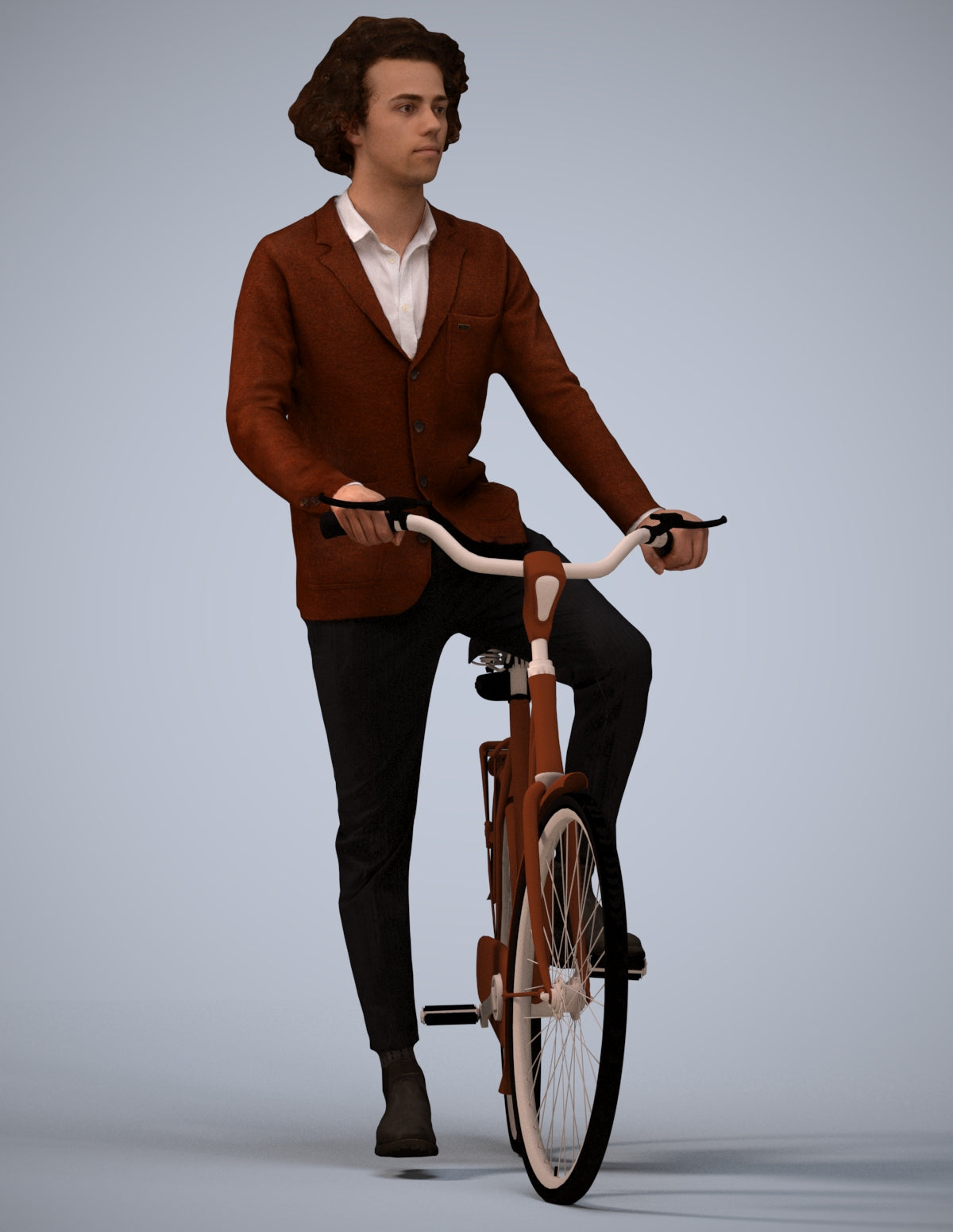 scanned 3D man business cycling, photogrammetry people for Enscape and V-Ray