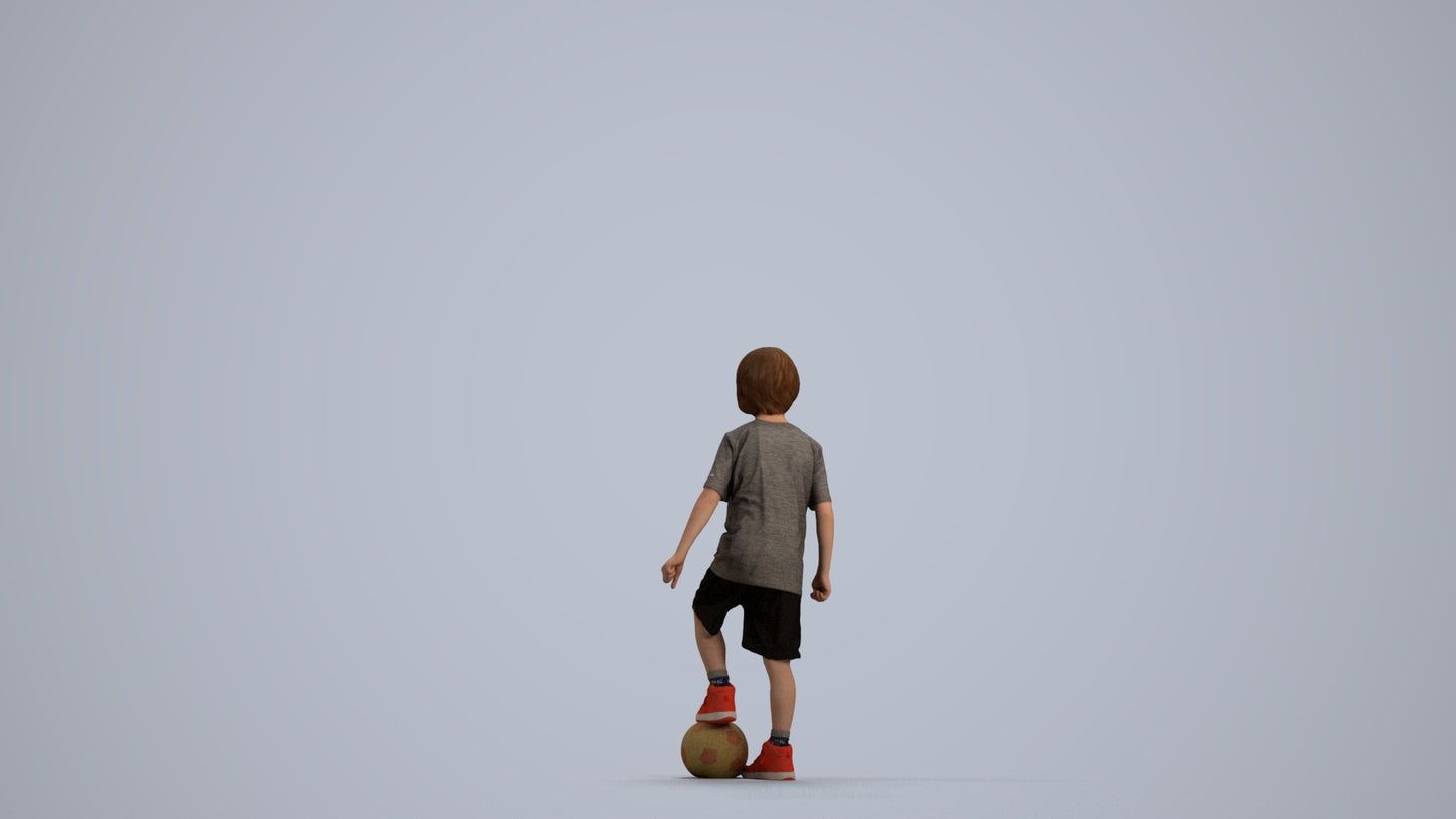 photogrammetry 3D boy casual kids, realistic human model archviz FBX, front view render