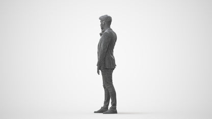 realistic 3D human man casual standing, archviz people FBX OBJ for Blender, square thumbnail