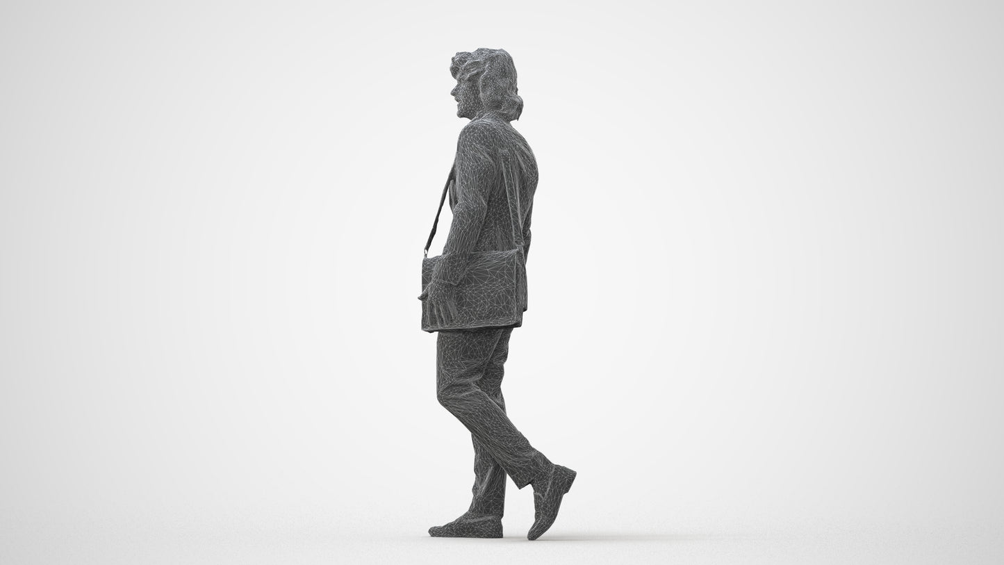 realistic 3D man business walking, scanned archviz people for Blender and 3ds Max, square thumbnail