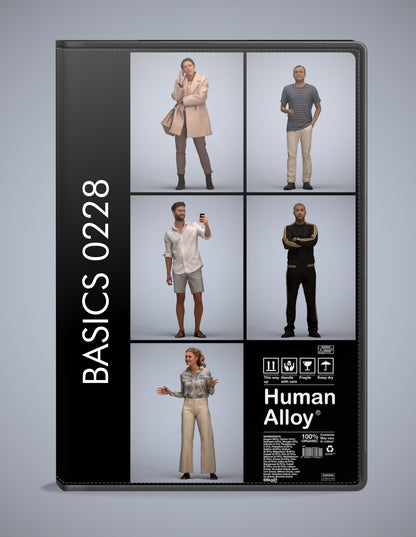 realistic 3D humans standing pack, 5 archviz people FBX OBJ for Blender