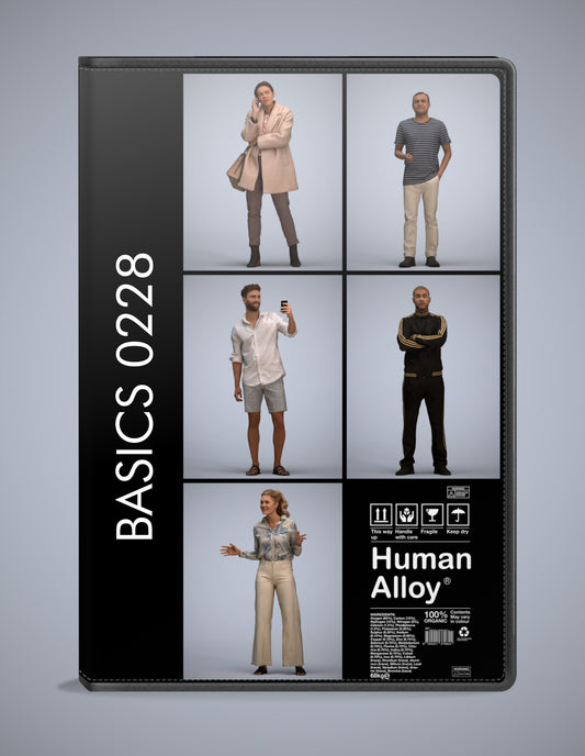 realistic 3D humans standing pack, 5 archviz people FBX OBJ for Blender