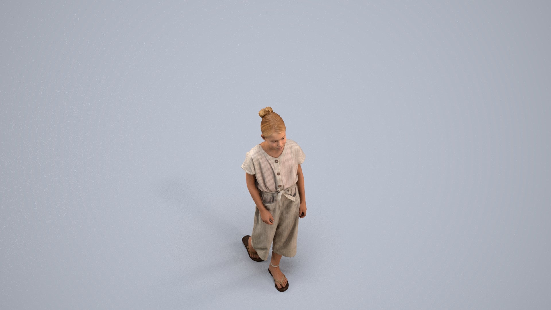 3D people model girl kids, scanned human for 3ds Max rendering, back view render