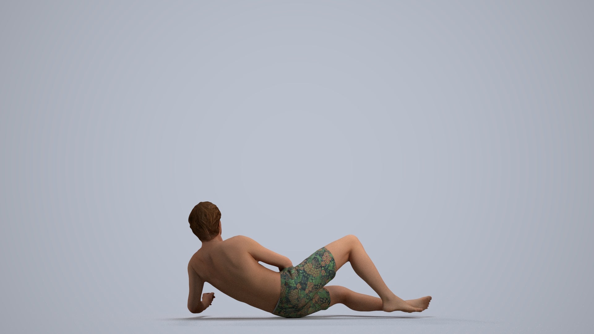 photogrammetry 3D man pool, realistic human model archviz FBX, front view render