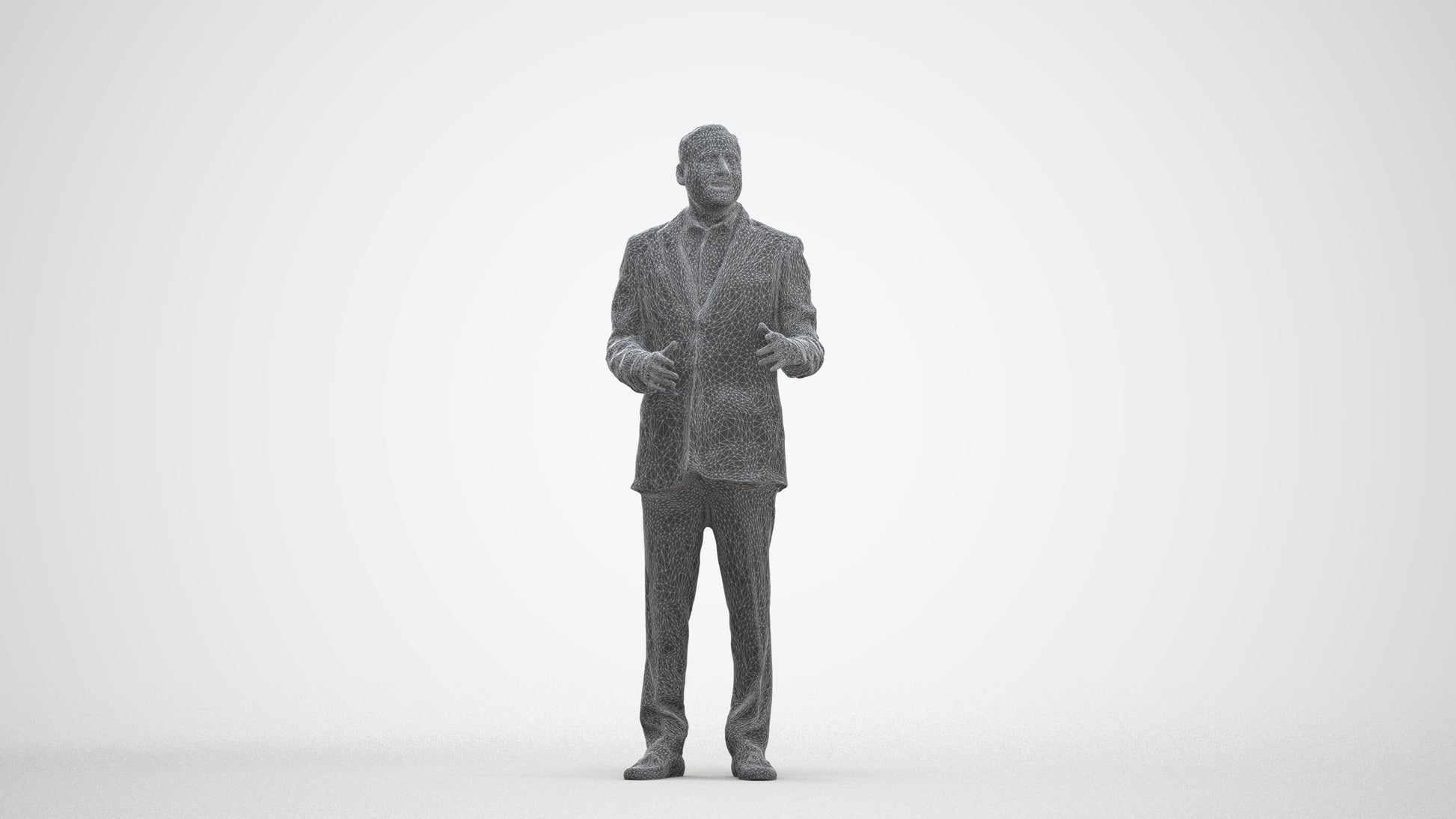 3D scanned man standing formal, photorealistic archviz people for Enscape and SketchUp, three-quarter front view render