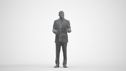 3D scanned man standing formal, photorealistic archviz people for Enscape and SketchUp, three-quarter front view render