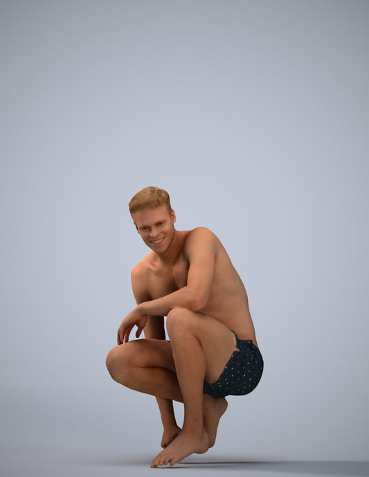 realistic 3D human man pool, archviz people FBX OBJ for Blender