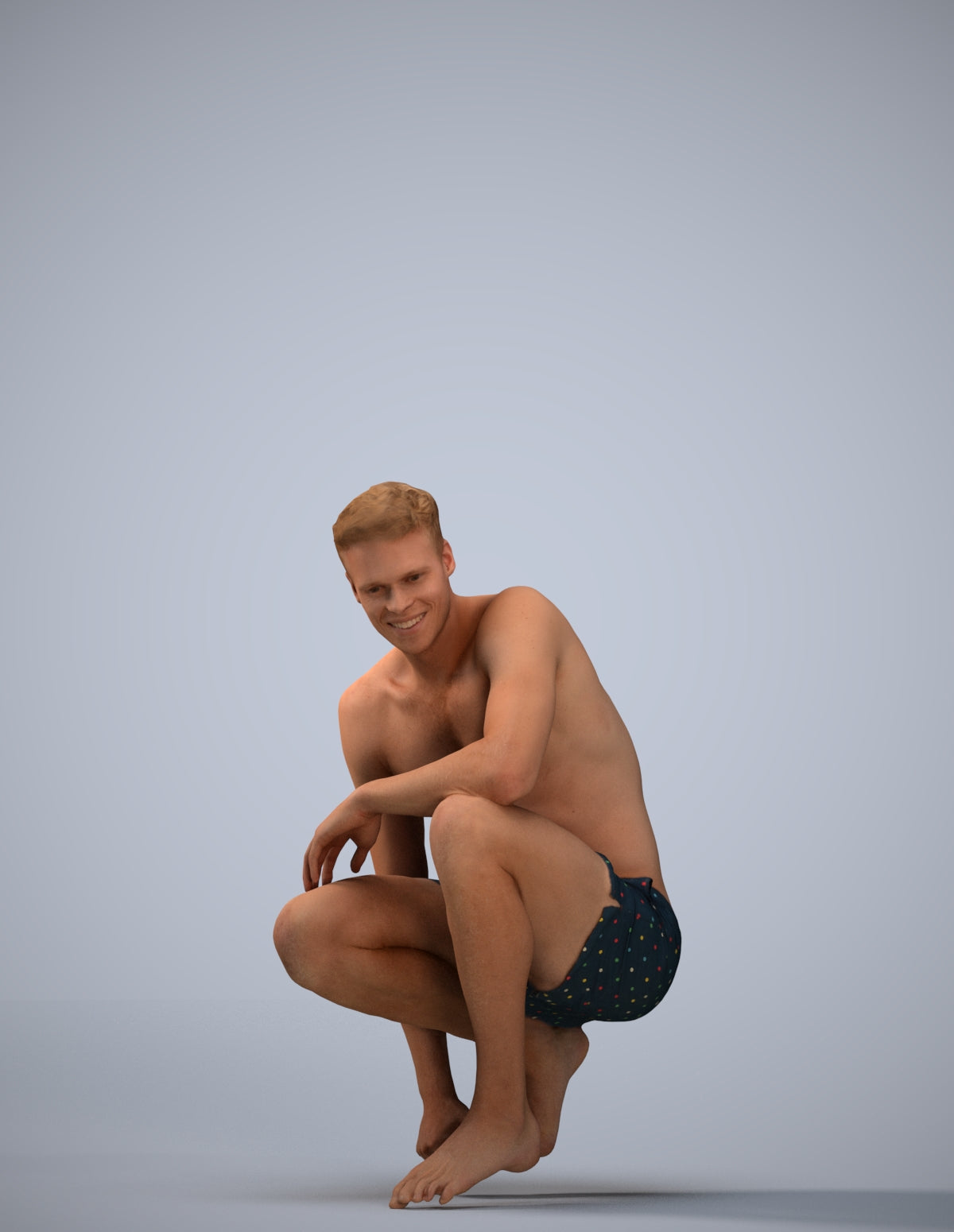 realistic 3D human man pool, archviz people FBX OBJ for Blender