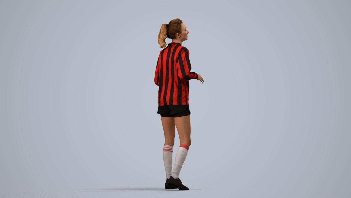 realistic 3D human woman sport, archviz people FBX OBJ for Blender, side view render