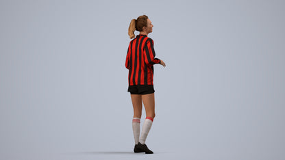 realistic 3D human woman sport, archviz people FBX OBJ for Blender, side view render