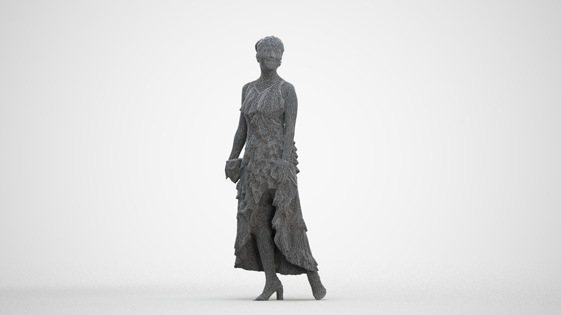 photogrammetry 3D woman formal formalaffairs, realistic human model archviz FBX, three-quarter front view render