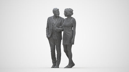 realistic 3D people woman casual couple, render-ready for V-Ray and Corona, FBX OBJ, wireframe back view